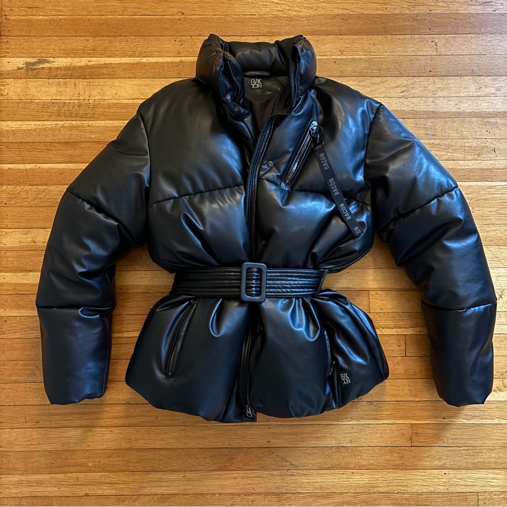 Faux leather puffer